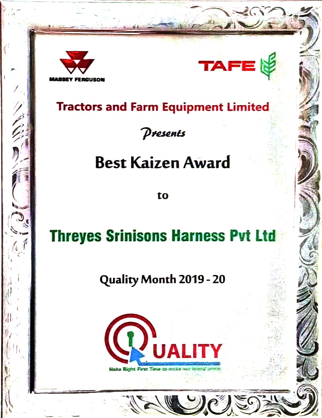 TAFE Best Kaizen Award 2019