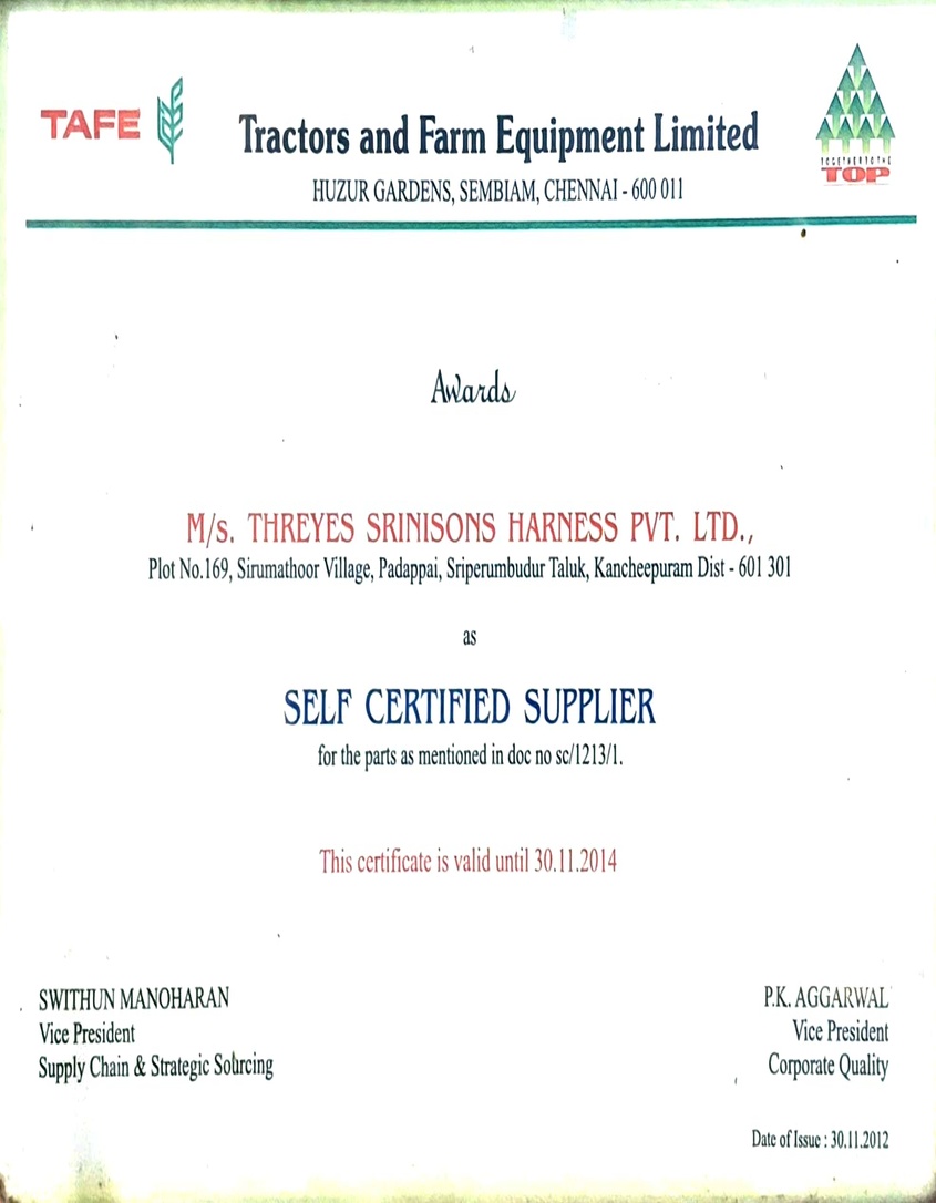 TAFE Self Certified Supplier Award 2014